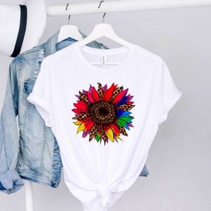 Tie Dye Colorful Sunflower Graphic Tee
